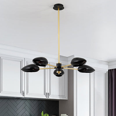 Ellipse Dining Room Hanging Light Contemporary Metal 5/6/8 Lights Black/White Chandelier Light Fixture Clearhalo 'Ceiling Lights' 'Chandeliers' 'Modern Chandeliers' 'Modern' Lighting' 113902