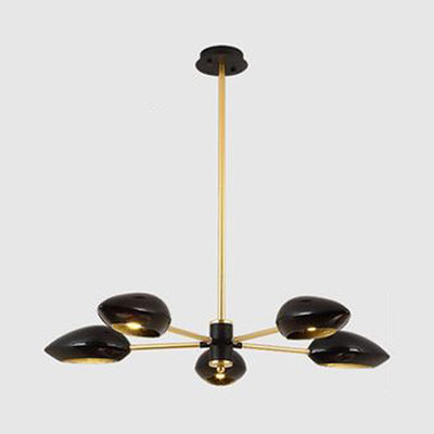 Ellipse Dining Room Hanging Light Contemporary Metal 5/6/8 Lights Black/White Chandelier Light Fixture 5 Black Clearhalo 'Ceiling Lights' 'Chandeliers' 'Modern Chandeliers' 'Modern' Lighting' 113903