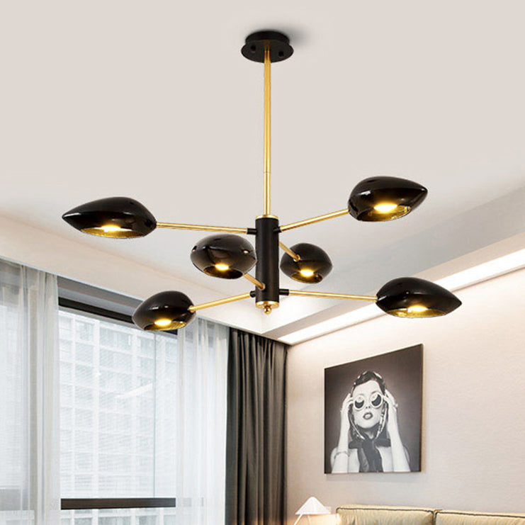 Ellipse Dining Room Hanging Light Contemporary Metal 5/6/8 Lights Black/White Chandelier Light Fixture Clearhalo 'Ceiling Lights' 'Chandeliers' 'Modern Chandeliers' 'Modern' Lighting' 113904