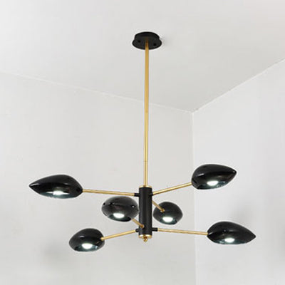 Ellipse Dining Room Hanging Light Contemporary Metal 5/6/8 Lights Black/White Chandelier Light Fixture 6 Black Clearhalo 'Ceiling Lights' 'Chandeliers' 'Modern Chandeliers' 'Modern' Lighting' 113905