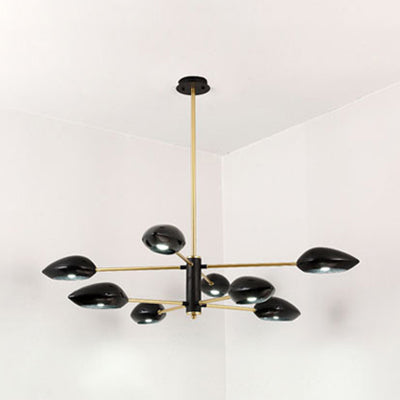 Ellipse Dining Room Hanging Light Contemporary Metal 5/6/8 Lights Black/White Chandelier Light Fixture 8 Black Clearhalo 'Ceiling Lights' 'Chandeliers' 'Modern Chandeliers' 'Modern' Lighting' 113907