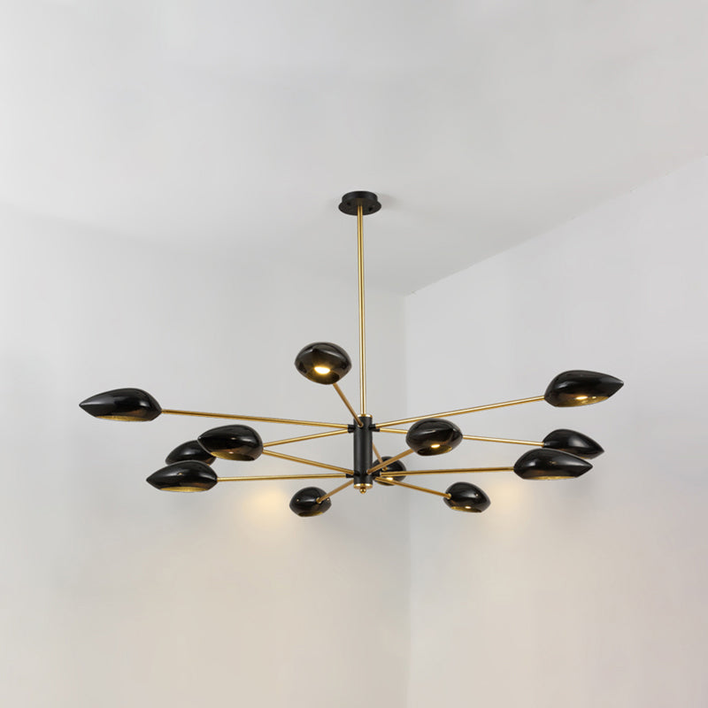 Ellipse Dining Room Hanging Light Contemporary Metal 5/6/8 Lights Black/White Chandelier Light Fixture Clearhalo 'Ceiling Lights' 'Chandeliers' 'Modern Chandeliers' 'Modern' Lighting' 113917