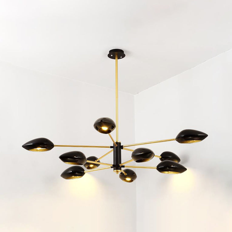 Ellipse Dining Room Hanging Light Contemporary Metal 5/6/8 Lights Black/White Chandelier Light Fixture Clearhalo 'Ceiling Lights' 'Chandeliers' 'Modern Chandeliers' 'Modern' Lighting' 113920