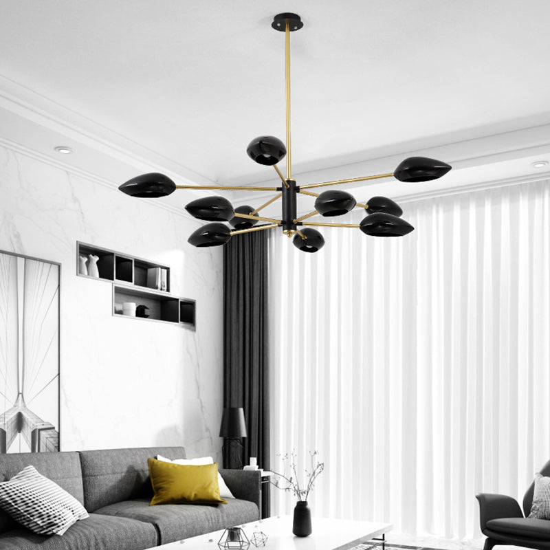 Ellipse Dining Room Hanging Light Contemporary Metal 5/6/8 Lights Black/White Chandelier Light Fixture Clearhalo 'Ceiling Lights' 'Chandeliers' 'Modern Chandeliers' 'Modern' Lighting' 113921