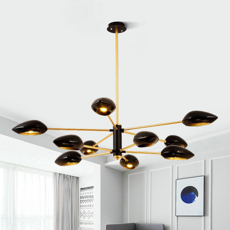 Ellipse Dining Room Hanging Light Contemporary Metal 5/6/8 Lights Black/White Chandelier Light Fixture Clearhalo 'Ceiling Lights' 'Chandeliers' 'Modern Chandeliers' 'Modern' Lighting' 113922