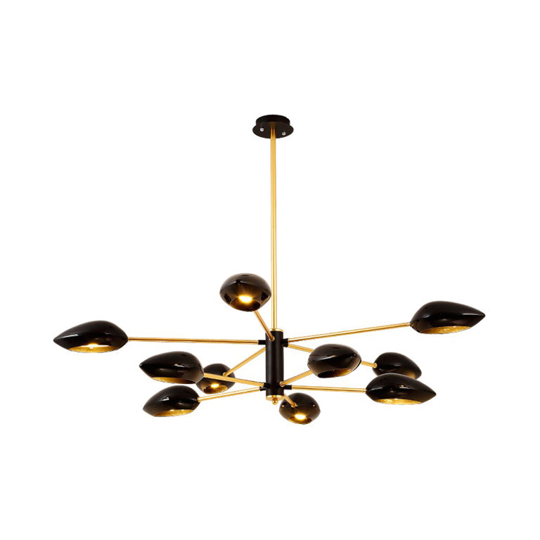 Ellipse Dining Room Hanging Light Contemporary Metal 5/6/8 Lights Black/White Chandelier Light Fixture Black Clearhalo 'Ceiling Lights' 'Chandeliers' 'Modern Chandeliers' 'Modern' Lighting' 113923