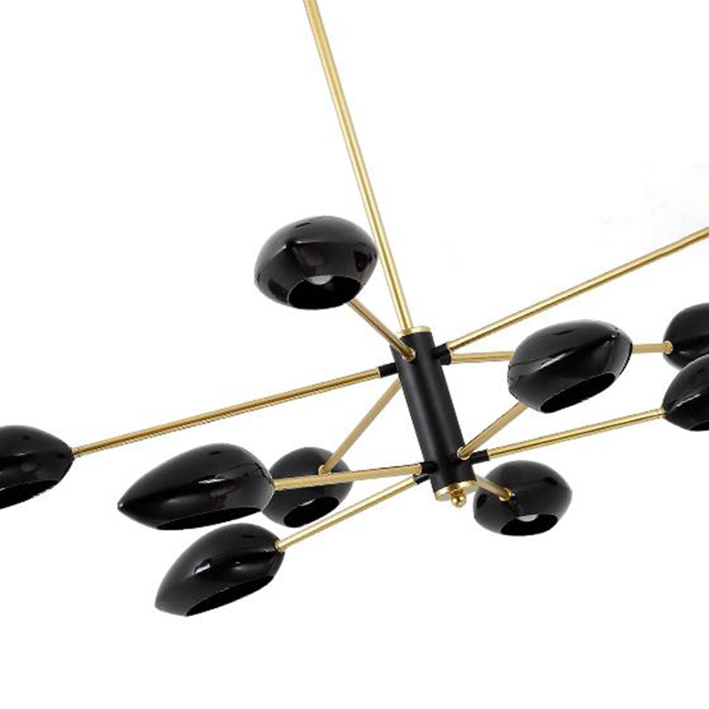 Ellipse Dining Room Hanging Light Contemporary Metal 5/6/8 Lights Black/White Chandelier Light Fixture Clearhalo 'Ceiling Lights' 'Chandeliers' 'Modern Chandeliers' 'Modern' Lighting' 113924