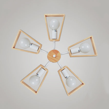Modern Sputnik Chandelier Pendant Wooden 3/5/8-Light Bedroom Hanging Lamp in Black/White Clearhalo 'Ceiling Lights' 'Chandeliers' Lighting' options 114042