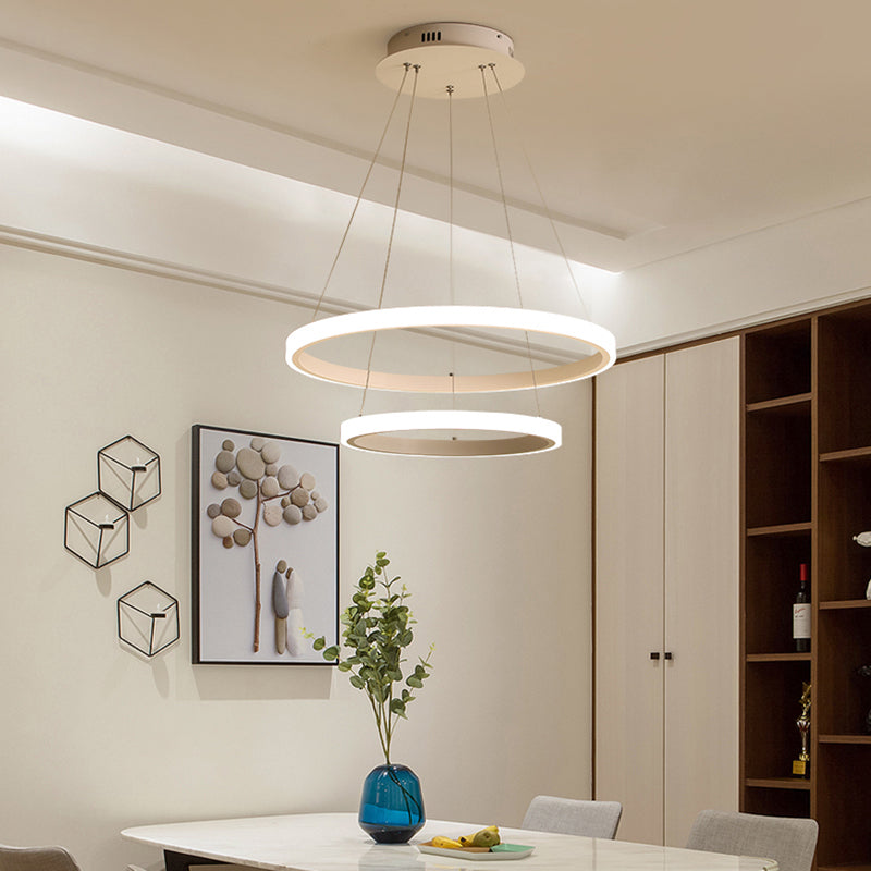 Loop Chandelier Pendant Simple Acrylic LED 1/2/3-Head Bedroom Hanging Ceiling Light in Warm/White/Natural Light Clearhalo 'Ceiling Lights' 'Chandeliers' 'Modern Chandeliers' 'Modern' Lighting' 114087