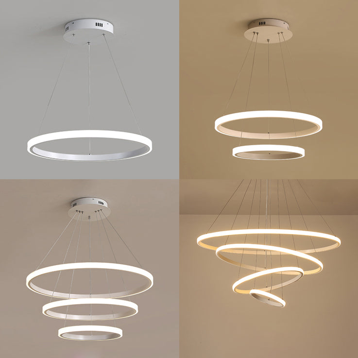 Loop Chandelier Pendant Simple Acrylic LED 1/2/3-Head Bedroom Hanging Ceiling Light in Warm/White/Natural Light Clearhalo 'Ceiling Lights' 'Chandeliers' 'Modern Chandeliers' 'Modern' Lighting' 114094