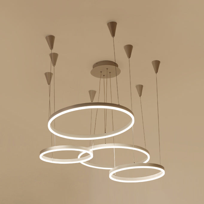 Circular Acrylic Chandelier Pendant Simple LED Single Light White Ceiling Hung Fixture in Warm/White/Natural Light White Clearhalo 'Ceiling Lights' 'Chandeliers' 'Modern Chandeliers' 'Modern' Lighting' 114117