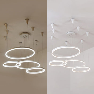 Circular Acrylic Chandelier Pendant Simple LED Single Light White Ceiling Hung Fixture in Warm/White/Natural Light Clearhalo 'Ceiling Lights' 'Chandeliers' 'Modern Chandeliers' 'Modern' Lighting' 114118