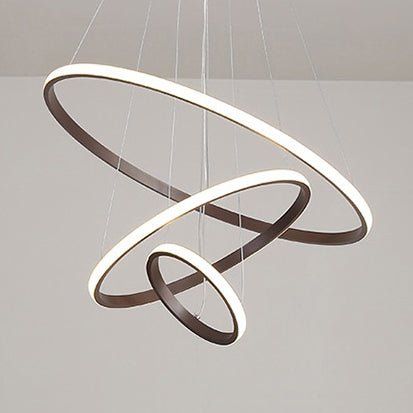 Brown Multi-Ring Chandelier Modern Acrylic 2/3/4 Lights Living Room LED Ceiling Pendant in Warm/White/Natural Light Clearhalo 'Ceiling Lights' 'Chandeliers' 'Modern Chandeliers' 'Modern' Lighting' 114124