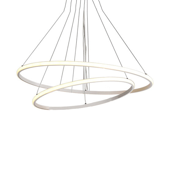 Brown Multi-Ring Chandelier Modern Acrylic 2/3/4 Lights Living Room LED Ceiling Pendant in Warm/White/Natural Light 2 Brown Clearhalo 'Ceiling Lights' 'Chandeliers' 'Modern Chandeliers' 'Modern' Lighting' 114128