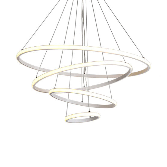 Brown Multi-Ring Chandelier Modern Acrylic 2/3/4 Lights Living Room LED Ceiling Pendant in Warm/White/Natural Light 4 Brown Clearhalo 'Ceiling Lights' 'Chandeliers' 'Modern Chandeliers' 'Modern' Lighting' 114129