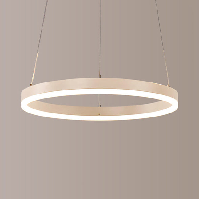 1/2/3-Light Living Room Chandelier Pendant with Ring Acrylic Shade Brown/Black/White Ceiling Light in Warm/White/Natural Light 1 White Clearhalo 'Ceiling Lights' 'Chandeliers' 'Modern Chandeliers' 'Modern' Lighting' 114132