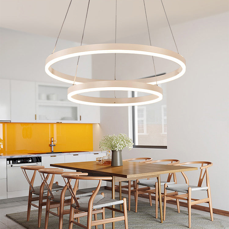 1/2/3-Light Living Room Chandelier Pendant with Ring Acrylic Shade Brown/Black/White Ceiling Light in Warm/White/Natural Light Clearhalo 'Ceiling Lights' 'Chandeliers' 'Modern Chandeliers' 'Modern' Lighting' 114133