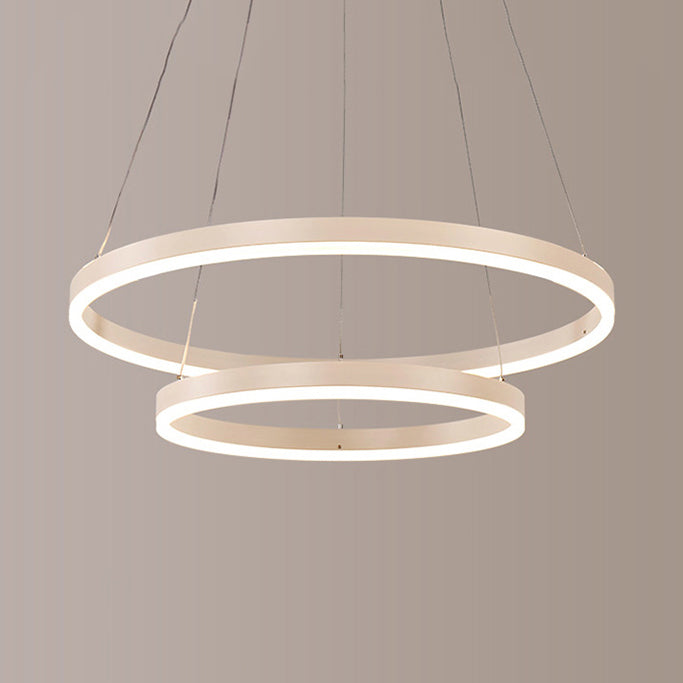 1/2/3-Light Living Room Chandelier Pendant with Ring Acrylic Shade Brown/Black/White Ceiling Light in Warm/White/Natural Light 2 White Clearhalo 'Ceiling Lights' 'Chandeliers' 'Modern Chandeliers' 'Modern' Lighting' 114134