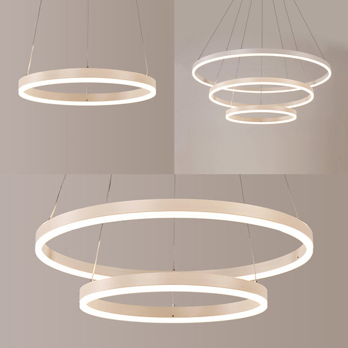 1/2/3-Light Living Room Chandelier Pendant with Ring Acrylic Shade Brown/Black/White Ceiling Light in Warm/White/Natural Light Clearhalo 'Ceiling Lights' 'Chandeliers' 'Modern Chandeliers' 'Modern' Lighting' 114138