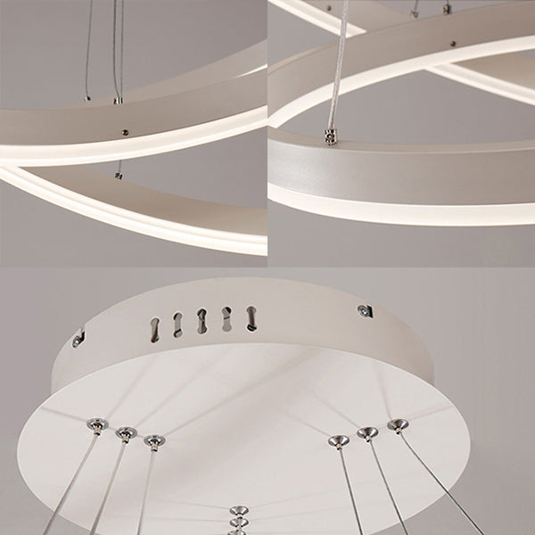 1/2/3-Light Living Room Chandelier Pendant with Ring Acrylic Shade Brown/Black/White Ceiling Light in Warm/White/Natural Light Clearhalo 'Ceiling Lights' 'Chandeliers' 'Modern Chandeliers' 'Modern' Lighting' 114139