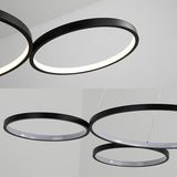 4 Rings Acrylic Ceiling Chandelier Simple LED Black/White Drop Pendant over Table in Warm/White/Natural Light Clearhalo 'Ceiling Lights' 'Chandeliers' 'Modern Chandeliers' 'Modern' Lighting' 114259