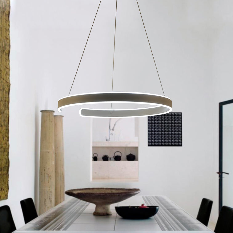 Postmodern 1/2/3-Light LED Suspension Light with Acrylic Shade Brown/White Ring Chandelier Pendant in Warm/White/Natural Light Clearhalo 'Ceiling Lights' 'Chandeliers' 'Modern Chandeliers' 'Modern' Lighting' 114327