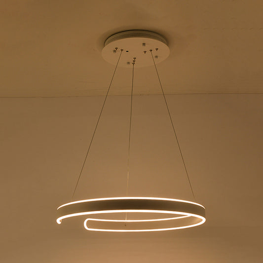 Postmodern 1/2/3-Light LED Suspension Light with Acrylic Shade Brown/White Ring Chandelier Pendant in Warm/White/Natural Light 1 Brown Clearhalo 'Ceiling Lights' 'Chandeliers' 'Modern Chandeliers' 'Modern' Lighting' 114328