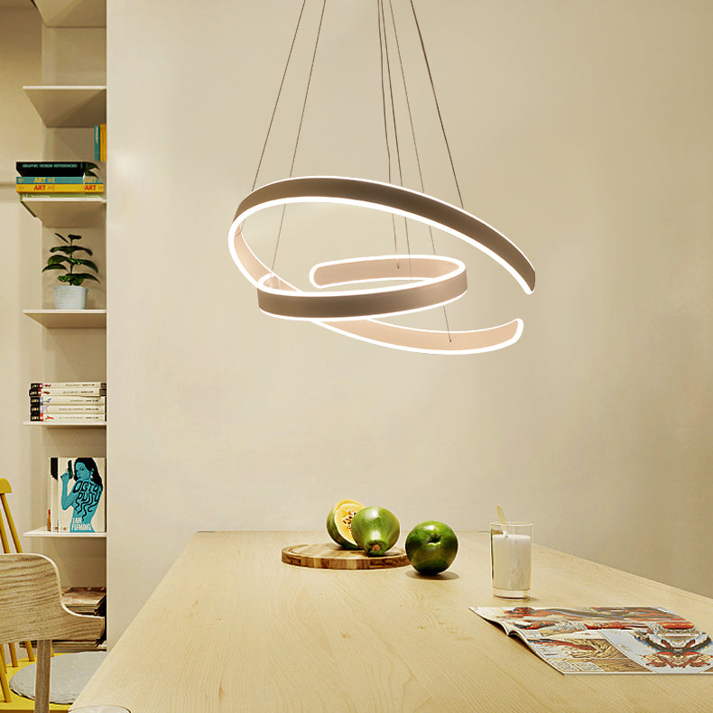 Postmodern 1/2/3-Light LED Suspension Light with Acrylic Shade Brown/White Ring Chandelier Pendant in Warm/White/Natural Light Clearhalo 'Ceiling Lights' 'Chandeliers' 'Modern Chandeliers' 'Modern' Lighting' 114330