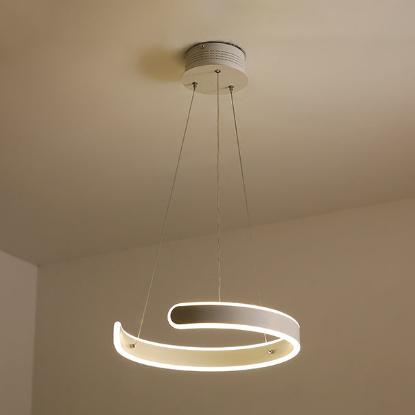 Postmodern 1/2/3-Light LED Suspension Light with Acrylic Shade Brown/White Ring Chandelier Pendant in Warm/White/Natural Light 1 White Natural Clearhalo 'Ceiling Lights' 'Chandeliers' 'Modern Chandeliers' 'Modern' Lighting' 114341