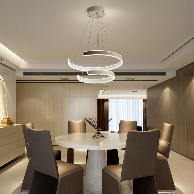 Postmodern 1/2/3-Light LED Suspension Light with Acrylic Shade Brown/White Ring Chandelier Pendant in Warm/White/Natural Light Clearhalo 'Ceiling Lights' 'Chandeliers' 'Modern Chandeliers' 'Modern' Lighting' 114342