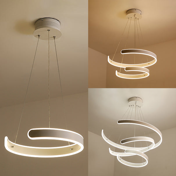 Postmodern 1/2/3-Light LED Suspension Light with Acrylic Shade Brown/White Ring Chandelier Pendant in Warm/White/Natural Light Clearhalo 'Ceiling Lights' 'Chandeliers' 'Modern Chandeliers' 'Modern' Lighting' 114347