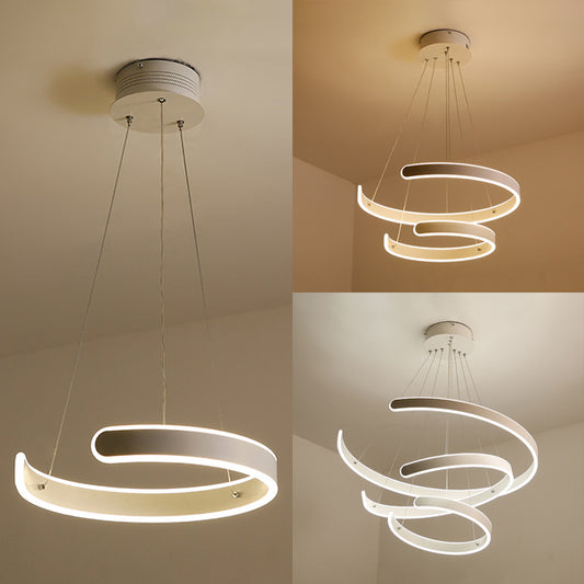 Postmodern 1/2/3-Light LED Suspension Light with Acrylic Shade Brown/White Ring Chandelier Pendant in Warm/White/Natural Light Clearhalo 'Ceiling Lights' 'Chandeliers' 'Modern Chandeliers' 'Modern' Lighting' 114347