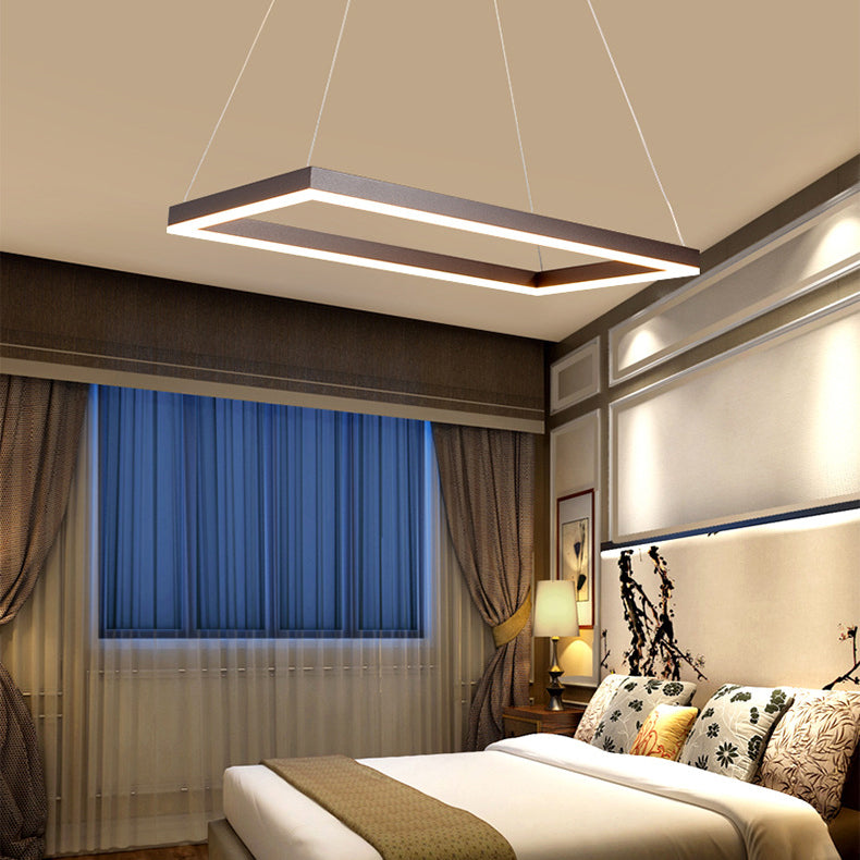 Multi-Layer Bedroom Chandelier Acrylic 1/2/3-Light LED Minimalist Suspension Pendant in Coffee, Warm/White/Natural Light Clearhalo 'Ceiling Lights' 'Chandeliers' 'Modern Chandeliers' 'Modern' Lighting' 114379