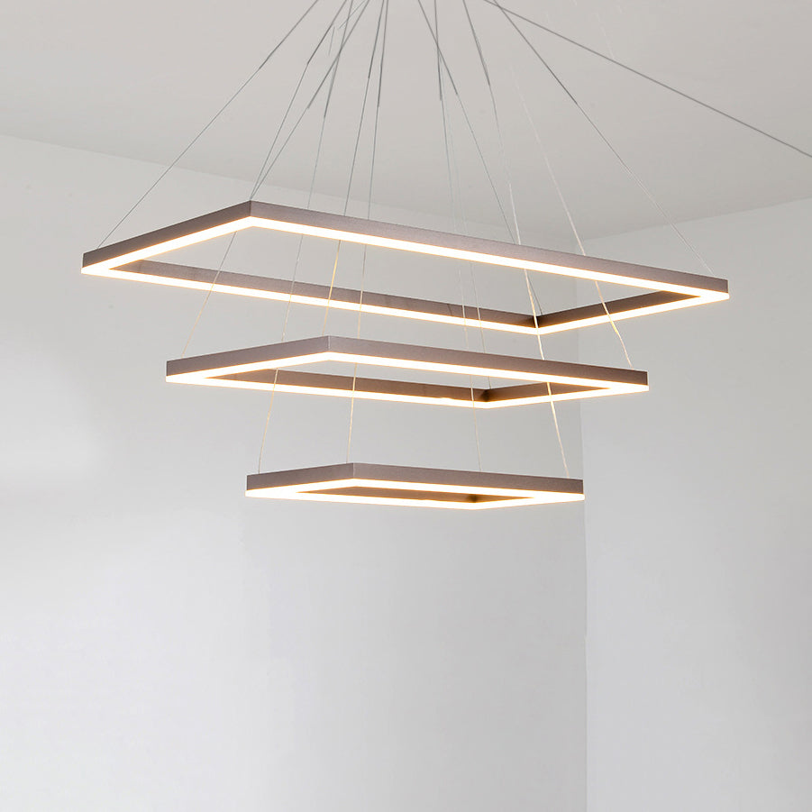 Multi-Layer Bedroom Chandelier Acrylic 1/2/3-Light LED Minimalist Suspension Pendant in Coffee, Warm/White/Natural Light 3 Coffee Clearhalo 'Ceiling Lights' 'Chandeliers' 'Modern Chandeliers' 'Modern' Lighting' 114387