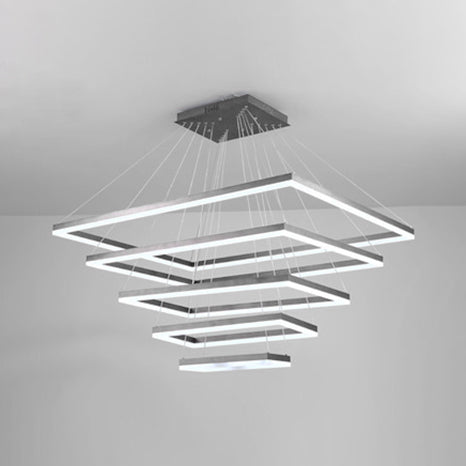 Multi-Layer Bedroom Chandelier Acrylic 1/2/3-Light LED Minimalist Suspension Pendant in Coffee, Warm/White/Natural Light 5 Coffee Clearhalo 'Ceiling Lights' 'Chandeliers' 'Modern Chandeliers' 'Modern' Lighting' 114393