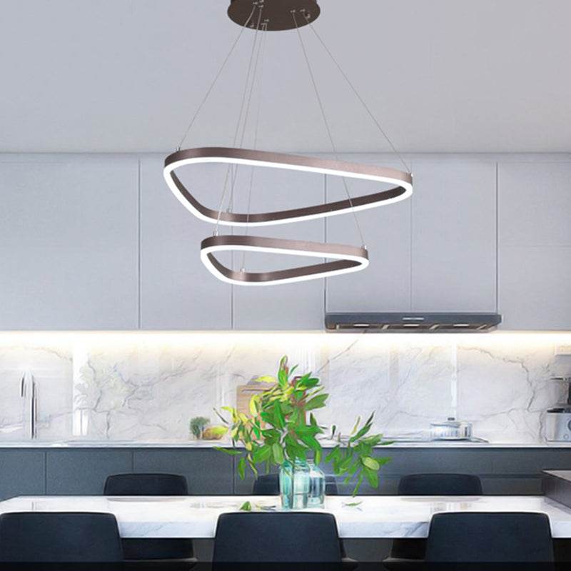 Acrylic Triangle LED Drop Pendant Contemporary 2/3/4-Light Ceiling Chandelier in Warm/White Light Clearhalo 'Ceiling Lights' 'Chandeliers' 'Modern Chandeliers' 'Modern' Lighting' 114415