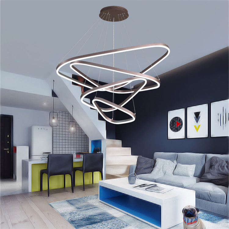 Acrylic Triangle LED Drop Pendant Contemporary 2/3/4-Light Ceiling Chandelier in Warm/White Light Clearhalo 'Ceiling Lights' 'Chandeliers' 'Modern Chandeliers' 'Modern' Lighting' 114419