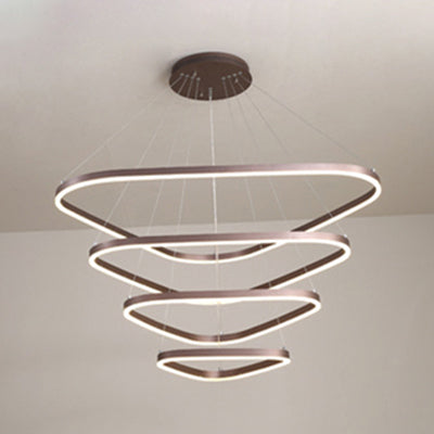 Acrylic Triangle LED Drop Pendant Contemporary 2/3/4-Light Ceiling Chandelier in Warm/White Light 4 Brown Clearhalo 'Ceiling Lights' 'Chandeliers' 'Modern Chandeliers' 'Modern' Lighting' 114420