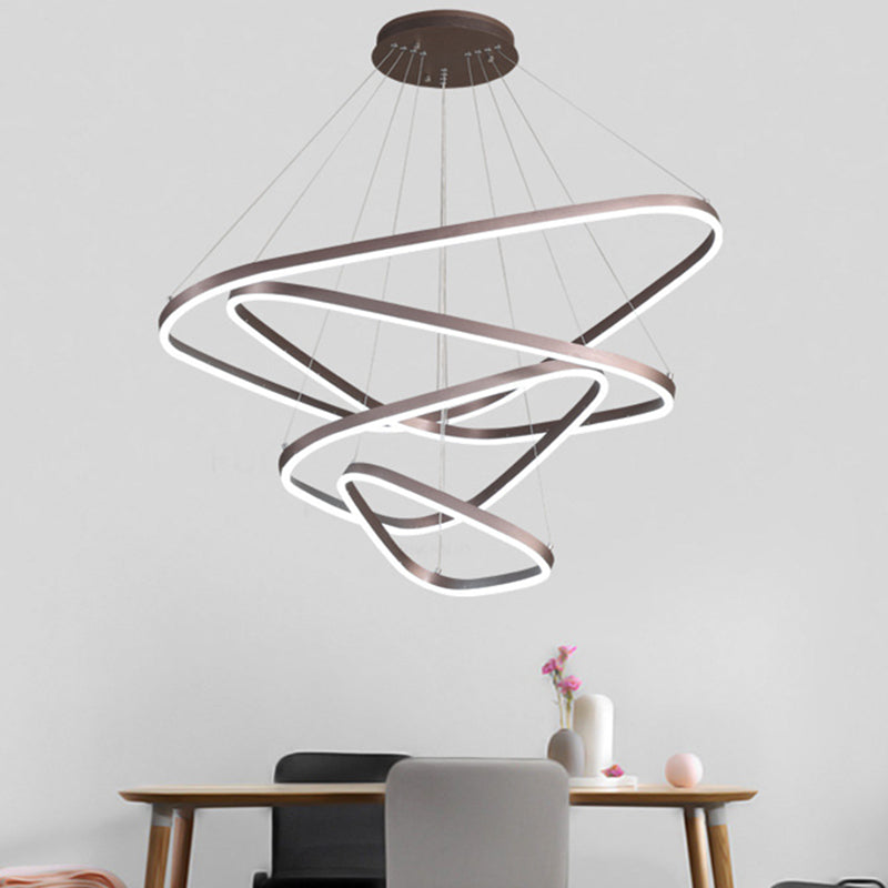 Acrylic Triangle LED Drop Pendant Contemporary 2/3/4-Light Ceiling Chandelier in Warm/White Light Clearhalo 'Ceiling Lights' 'Chandeliers' 'Modern Chandeliers' 'Modern' Lighting' 114421