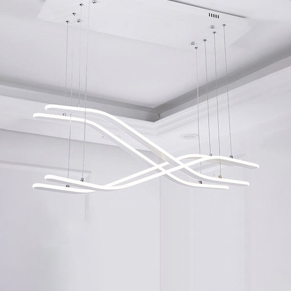 Streamlined Dining Room Ceiling Pendant Acrylic LED Minimalist Chandelier in Warm/White Light White White A Clearhalo 'Ceiling Lights' 'Chandeliers' 'Modern Chandeliers' 'Modern' Lighting' 114470