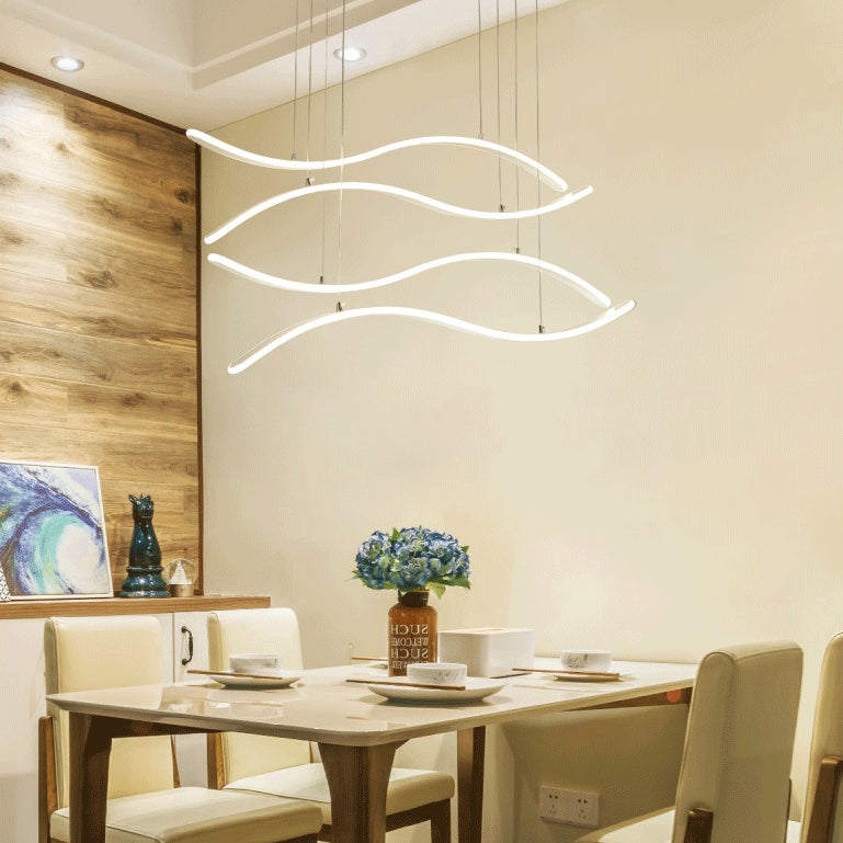 Streamlined Dining Room Ceiling Pendant Acrylic LED Minimalist Chandelier in Warm/White Light Clearhalo 'Ceiling Lights' 'Chandeliers' 'Modern Chandeliers' 'Modern' Lighting' 114471