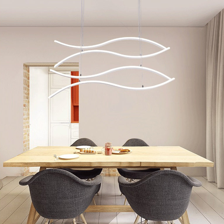 Streamlined Dining Room Ceiling Pendant Acrylic LED Minimalist Chandelier in Warm/White Light Clearhalo 'Ceiling Lights' 'Chandeliers' 'Modern Chandeliers' 'Modern' Lighting' 114472