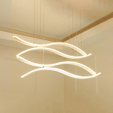 Streamlined Dining Room Ceiling Pendant Acrylic LED Minimalist Chandelier in Warm/White Light White Warm B Clearhalo 'Ceiling Lights' 'Chandeliers' 'Modern Chandeliers' 'Modern' Lighting' 114473