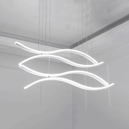 Streamlined Dining Room Ceiling Pendant Acrylic LED Minimalist Chandelier in Warm/White Light White White B Clearhalo 'Ceiling Lights' 'Chandeliers' 'Modern Chandeliers' 'Modern' Lighting' 114474