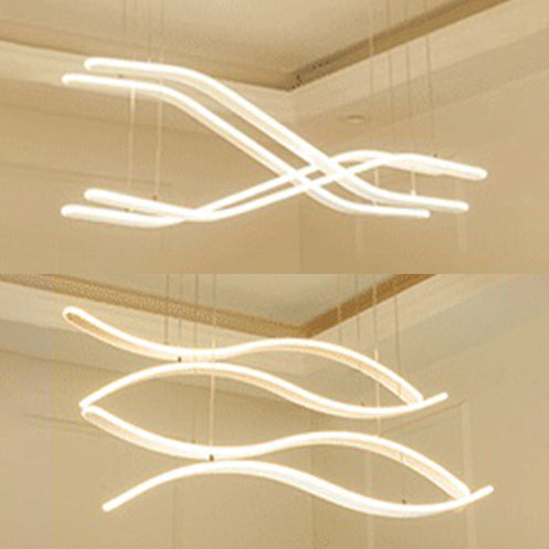 Streamlined Dining Room Ceiling Pendant Acrylic LED Minimalist Chandelier in Warm/White Light Clearhalo 'Ceiling Lights' 'Chandeliers' 'Modern Chandeliers' 'Modern' Lighting' 114475