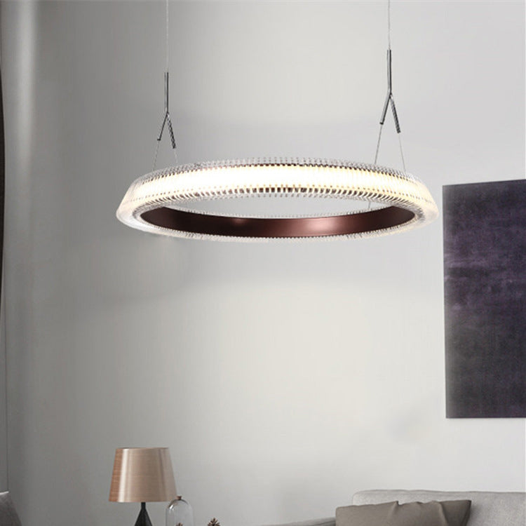 Contemporary 1/2/3-Light Ceiling Pendant Light with Crystal Shade Brown Ring LED Chandelier Lamp for Dining Room 1 Brown Clearhalo 'Ceiling Lights' 'Chandeliers' 'Modern Chandeliers' 'Modern' Lighting' 114607