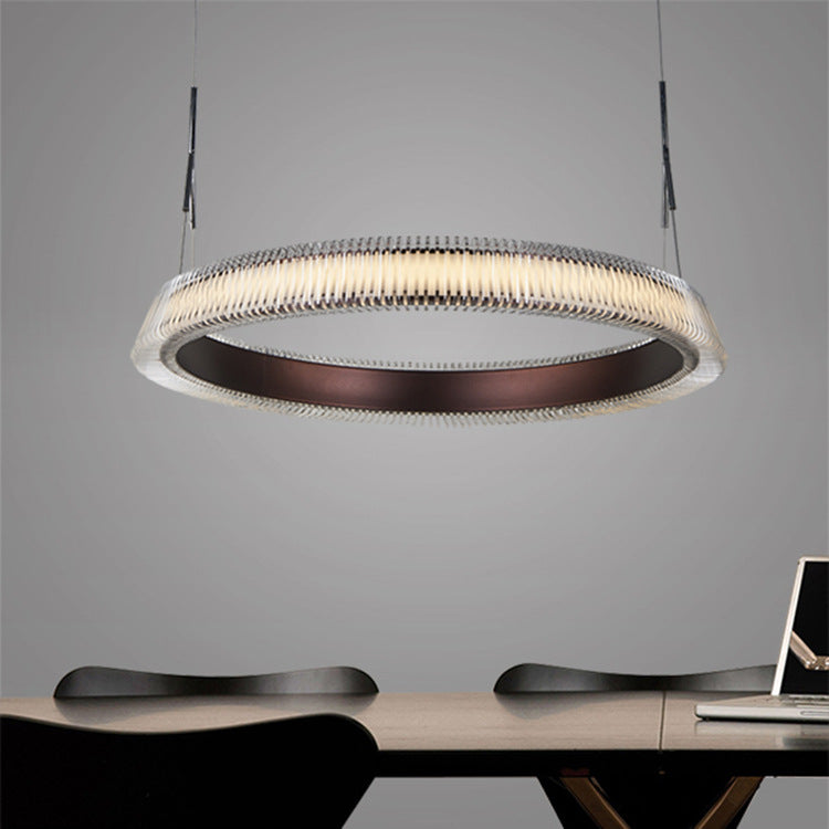 Contemporary 1/2/3-Light Ceiling Pendant Light with Crystal Shade Brown Ring LED Chandelier Lamp for Dining Room Clearhalo 'Ceiling Lights' 'Chandeliers' 'Modern Chandeliers' 'Modern' Lighting' 114608