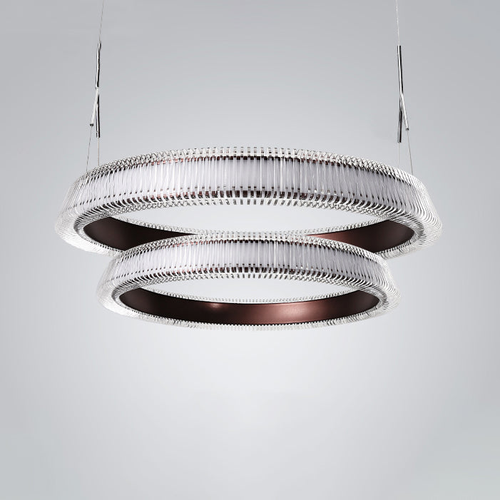 Contemporary 1/2/3-Light Ceiling Pendant Light with Crystal Shade Brown Ring LED Chandelier Lamp for Dining Room Clearhalo 'Ceiling Lights' 'Chandeliers' 'Modern Chandeliers' 'Modern' Lighting' 114613