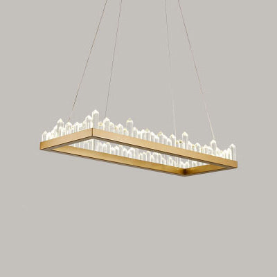 Contemporary Rectangular Pendant Ceiling Light Crystal Accent Gold LED Ceiling Chandelier in Warm/White Light, 21.5"/31.5"/39" Wide Clearhalo 'Ceiling Lights' 'Chandeliers' 'Modern Chandeliers' 'Modern' Lighting' 114696