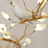 Metal Ring Hanging Chandelier Light Lodge LED Gold Pendant Lamp with Acrylic Shade and Bird Accent, Warm/White Light Clearhalo 'Ceiling Lights' 'Chandeliers' 'Modern Chandeliers' 'Modern' Lighting' 114706